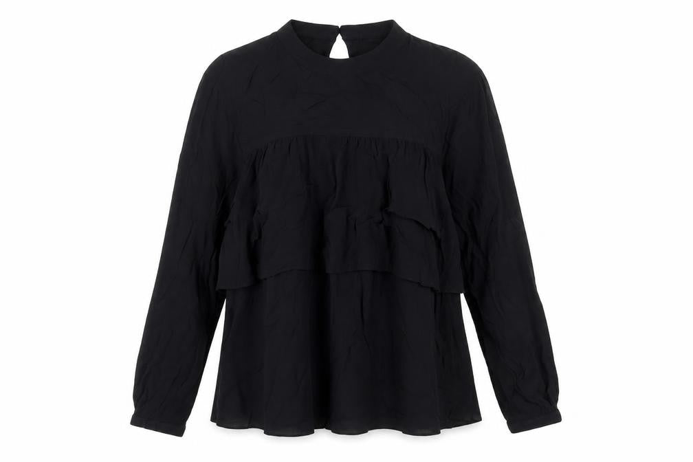 Pimkie Women Black Blouse Size 12 Tunic Long Sleeve Viscose