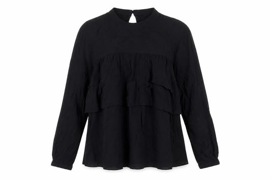 Pimkie Women Black Blouse Size 12 Tunic Long Sleeve Viscose