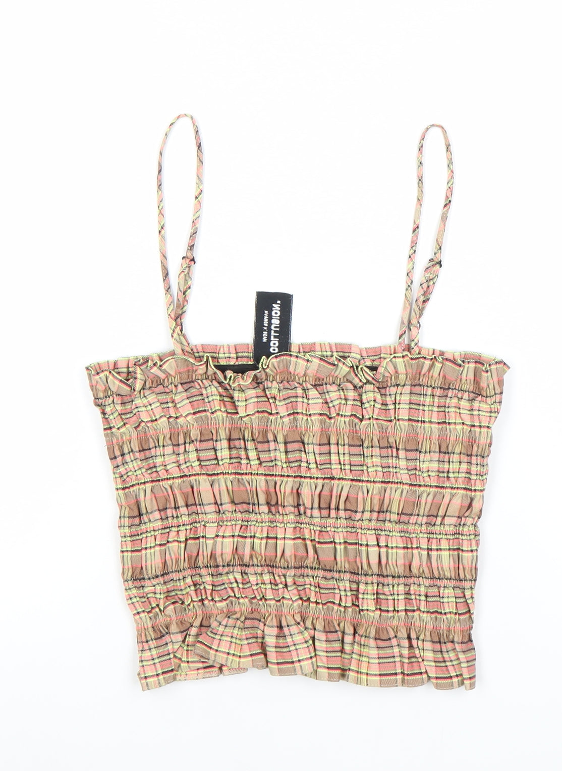 Collusion Women’s Multicoloured Check Camisole Tank Top UK 10 Cotton