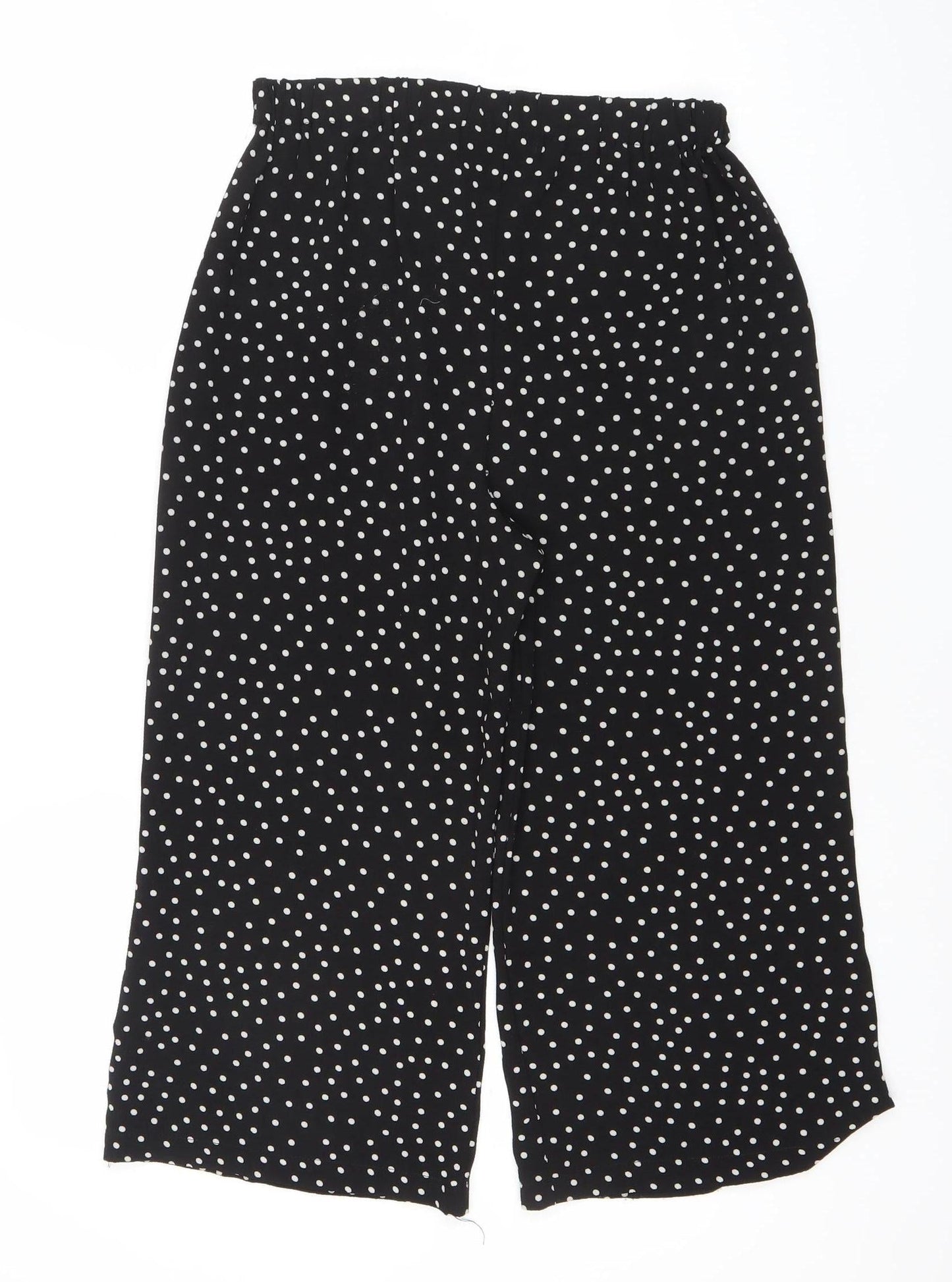 Boohoo Womens Black Polka Dot Wide Leg Cropped Trousers Size 8