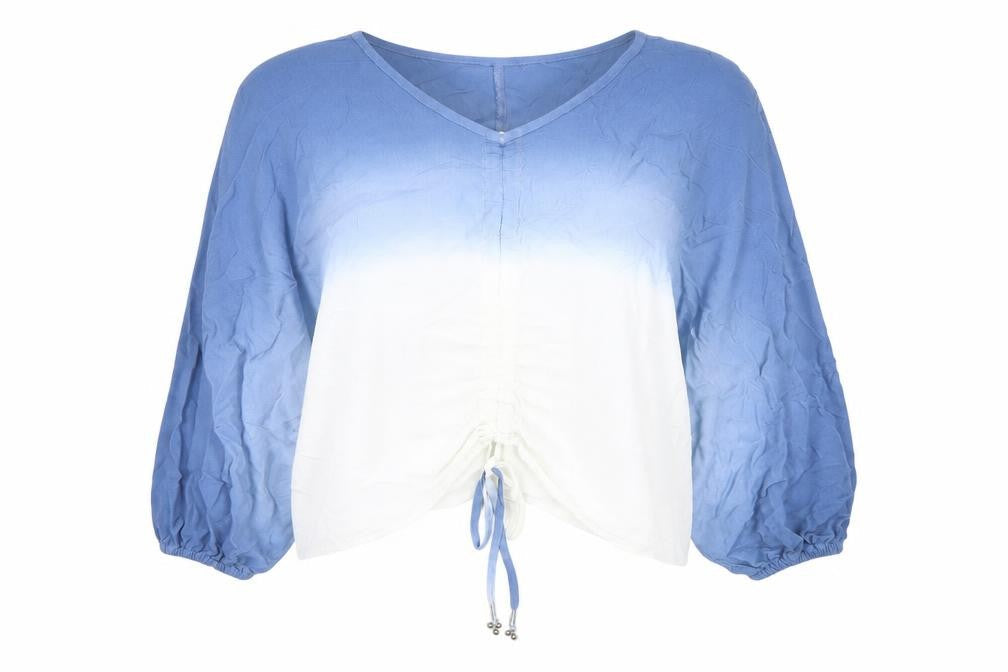 PAYEMENT Womens Blue White Ombre Viscose Tunic Blouse Size 8