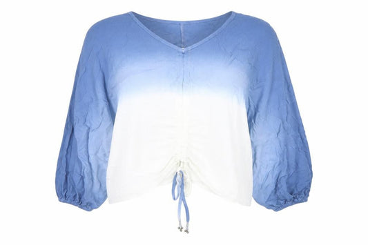 PAYEMENT Womens Blue White Ombre Viscose Tunic Blouse Size 8