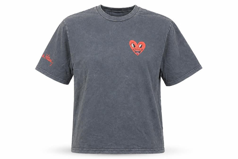 Keith Haring Womens Grey XS T-Shirt Short Sleeve Graphic Art Cotton