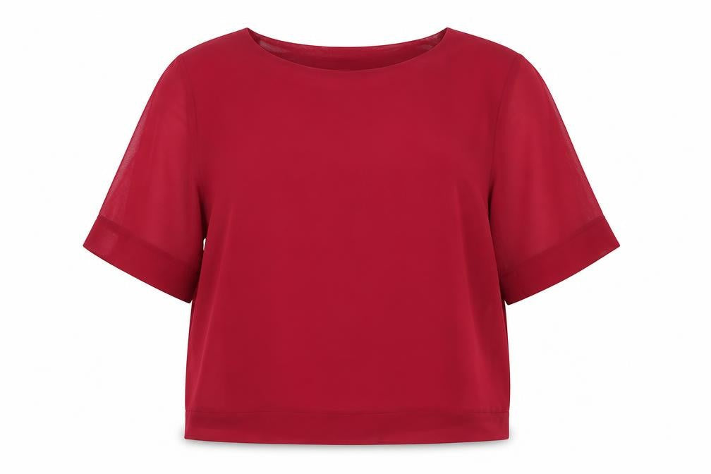 John Rocha Womens Red Blouse Size 22 Chiffon Boat Neck