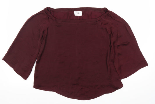 Wallis Womens Red Blouse UK S 3/4 Sleeve Polyester Workwear