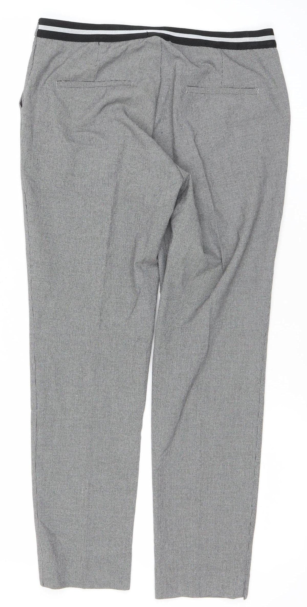 Stradivarius Womens Grey Check Slim Fit Chino Trousers Size 12