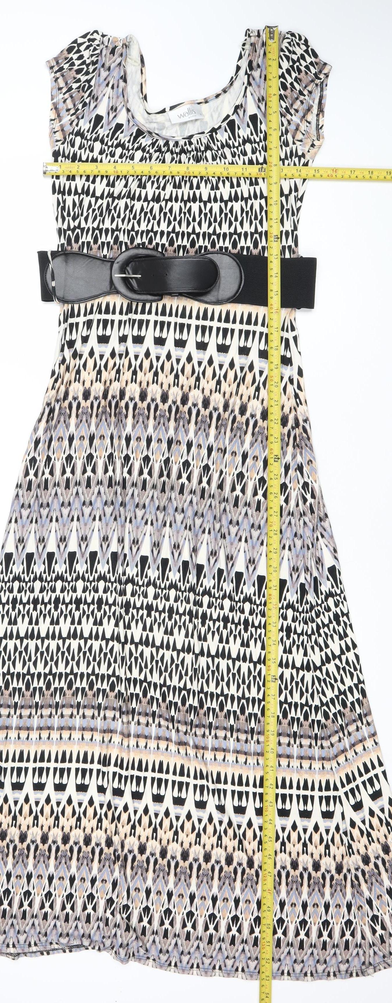 Wallis Womens Multicoloured Geometric A-Line Knee Length Dress S