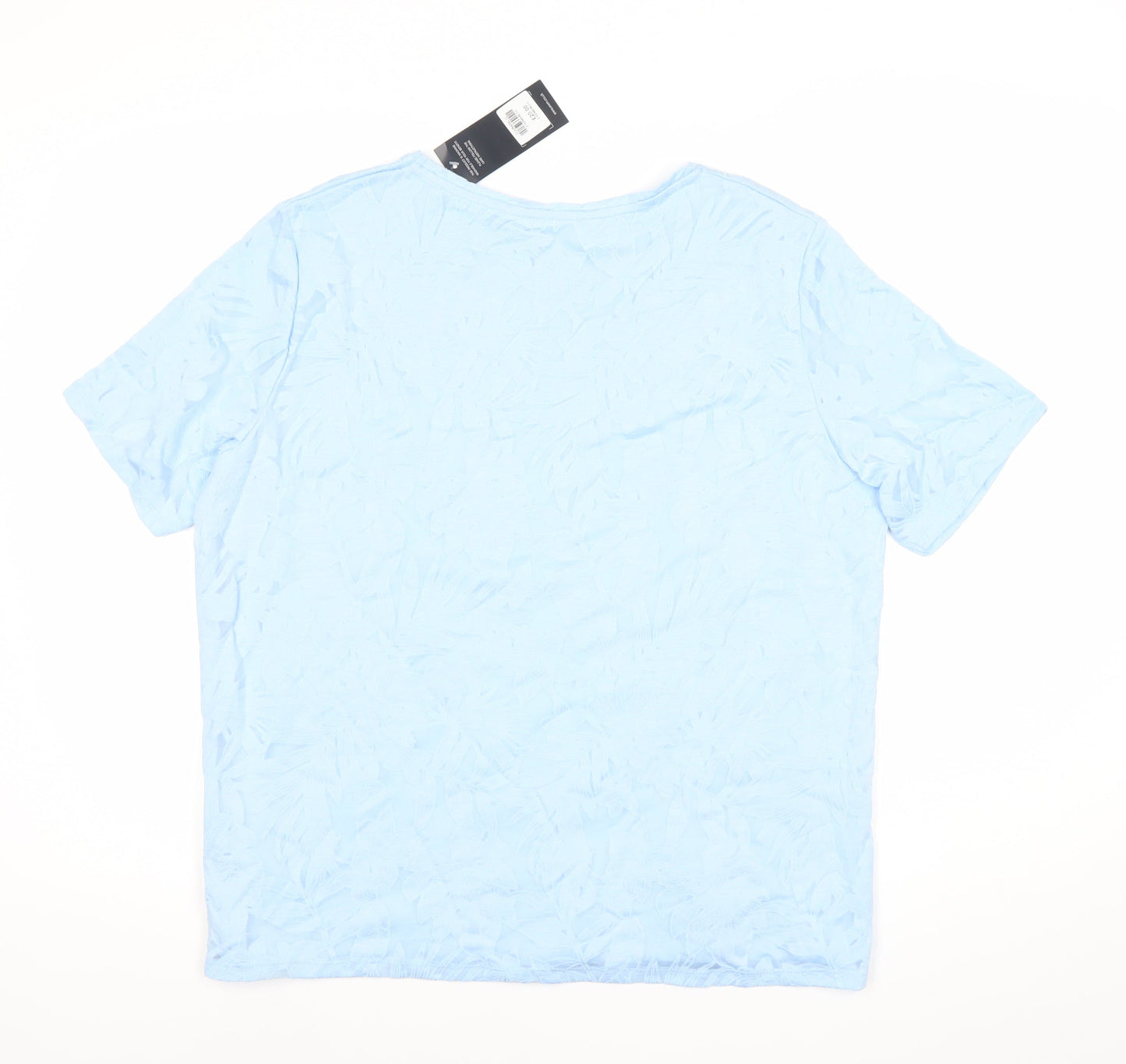 Isle Essentials Women’s Blue Floral T-Shirt L Short Sleeve Round Neck
