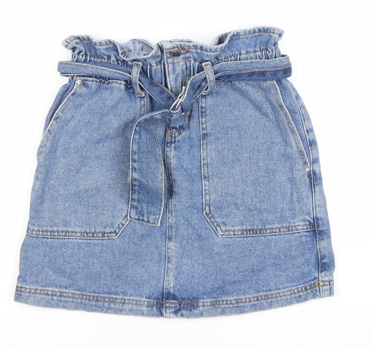Denim Co Womens Blue Cotton Denim Short Skirt Size 8 High Rise Pockets