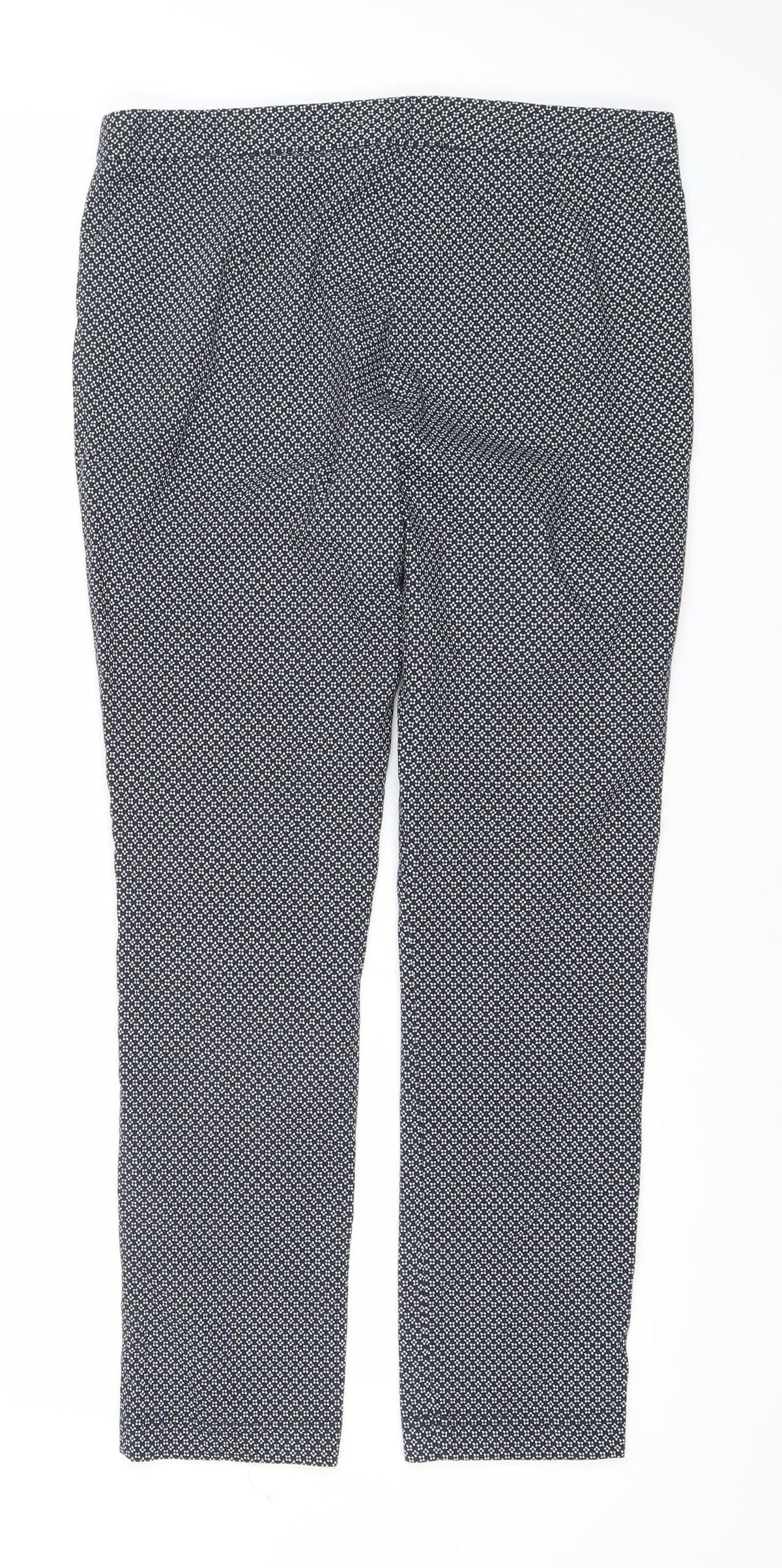Red Herring Womens Blue Geometric Slim Fit Trousers Size 12