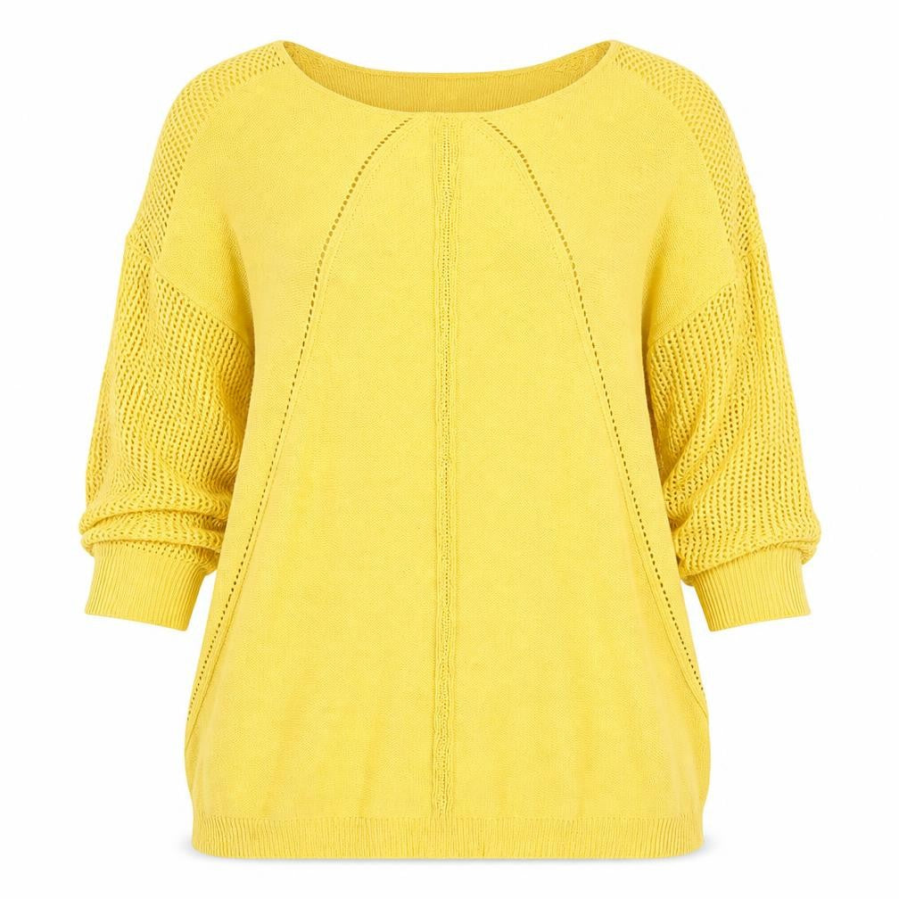 Afibel Womens Yellow Size 14 Pullover Jumper 3/4 Sleeve Knit