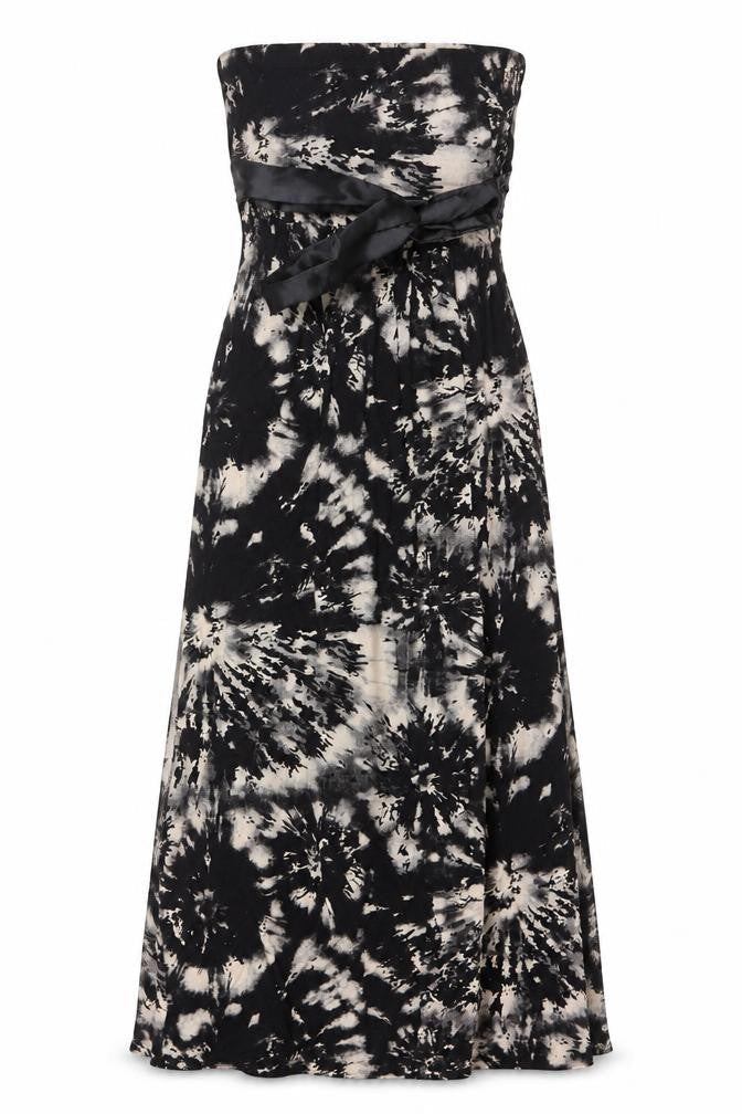 QED London Women’s Black Tie Dye Midi Strapless Dress M