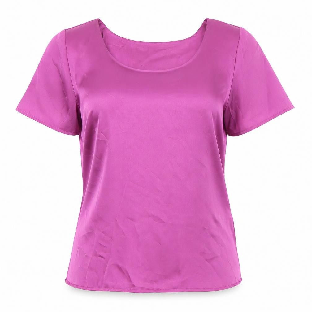 Jacques Vert Women's Pink Size 12 Satin Blouse Scoop Neck