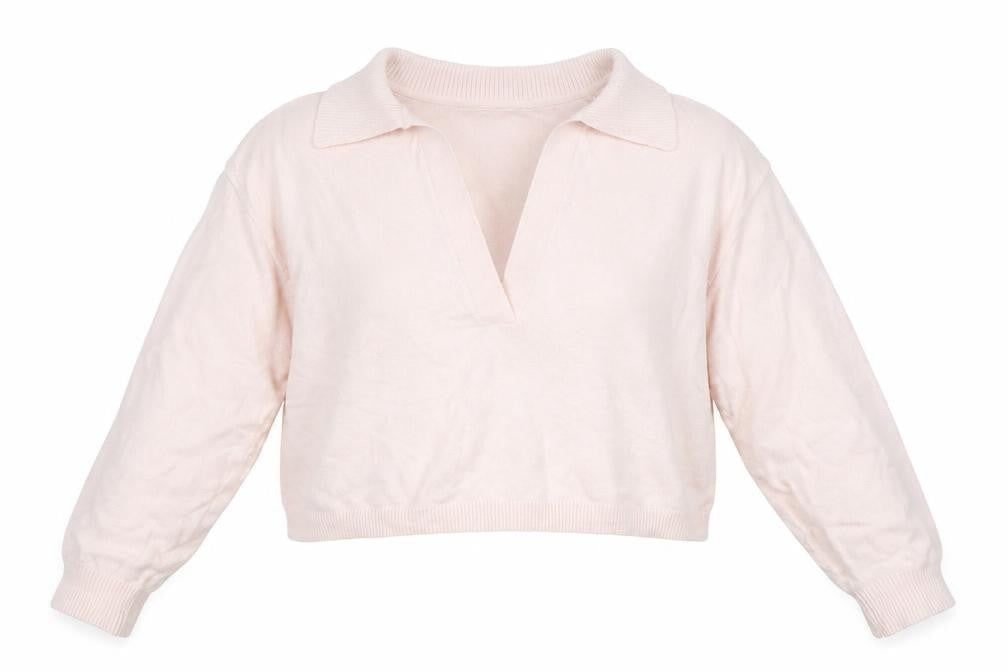Patron Saints Women’s Pink XS Collared V-Neck Pullover Jumper