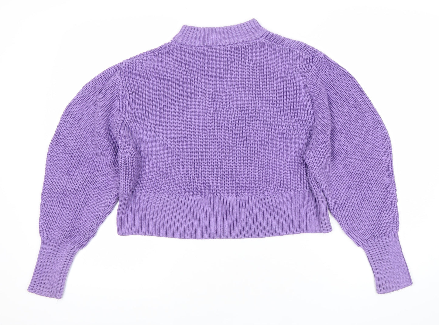 Monki Women’s Purple XS Chunky Knit Mock Neck Long Sleeve Jumper