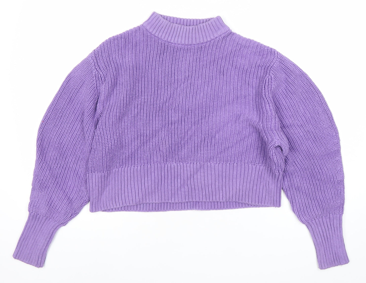 Monki Women’s Purple XS Chunky Knit Mock Neck Long Sleeve Jumper