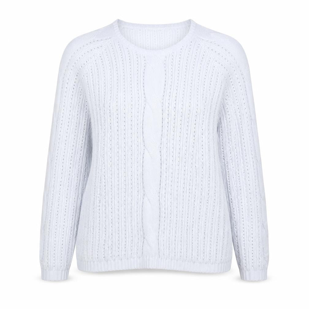 Damart Women’s Blue Scoop Neck Open-Knit Pullover Jumper Size L