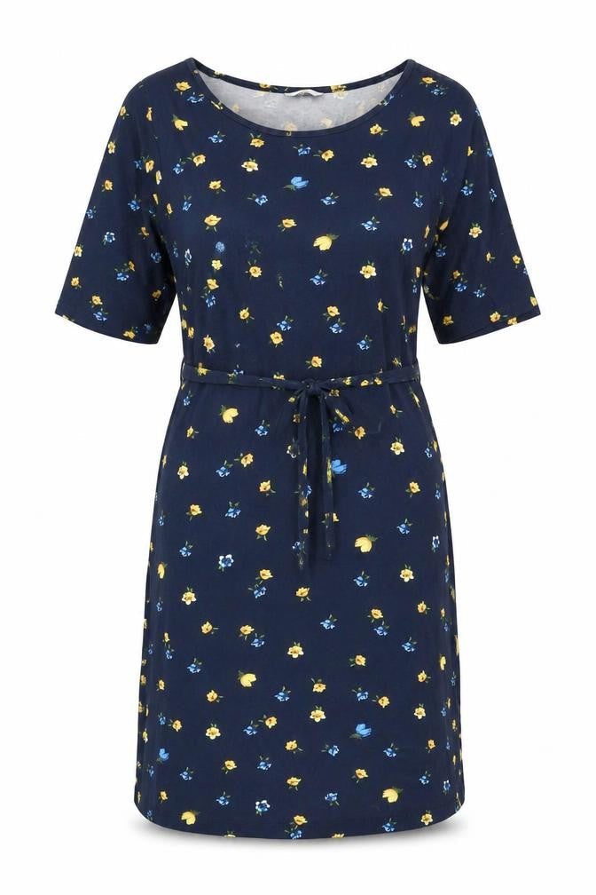 Cotton Traders Women's Navy Floral Knee Length Fit & Flare Dress Size 12