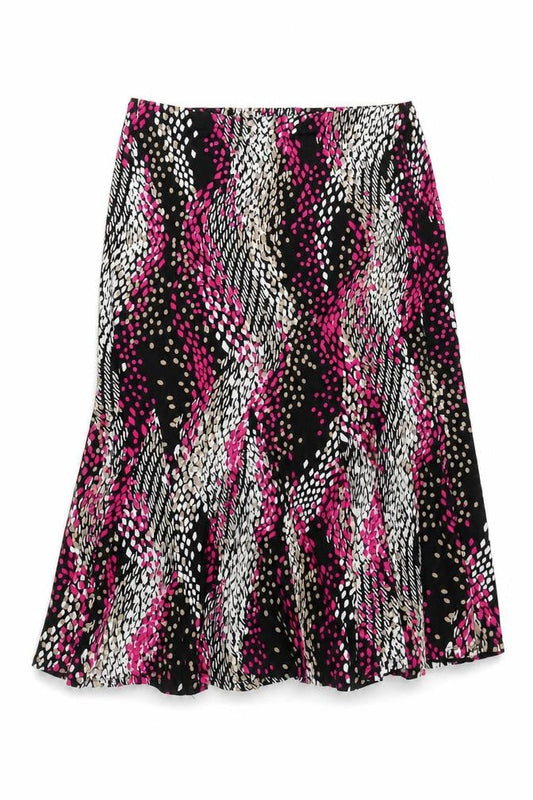 Country Casuals Petite Womens Black Pink Geometric Flare Skirt L