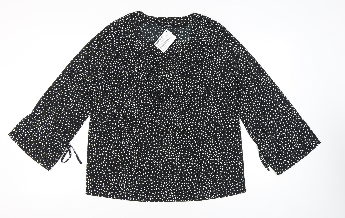 Kaleidoscope Women Black Polka Dot Blouse Size 12 Tunic Style