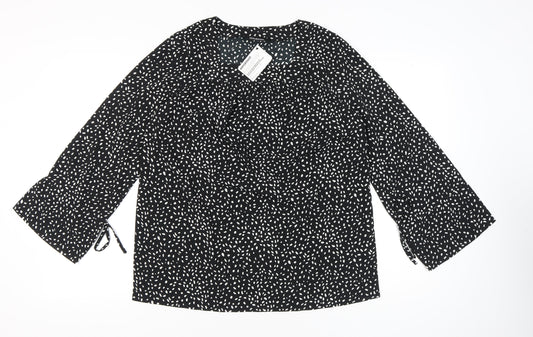 Kaleidoscope Women Black Polka Dot Blouse Size 12 Tunic Style