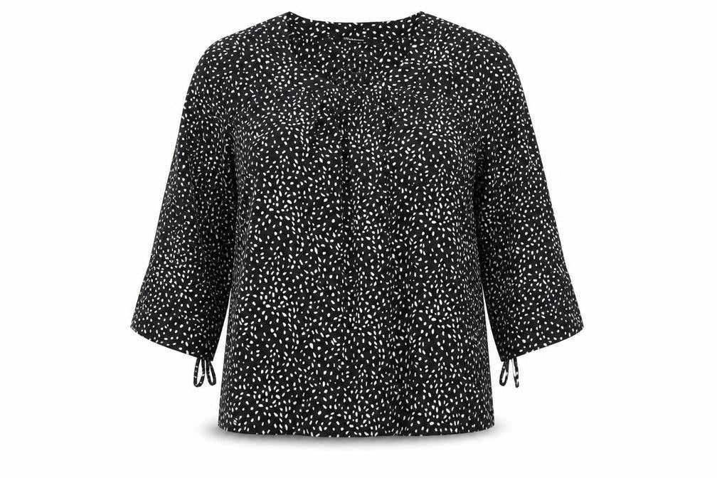 Kaleidoscope Women Black Polka Dot Blouse Size 12 Tunic Style