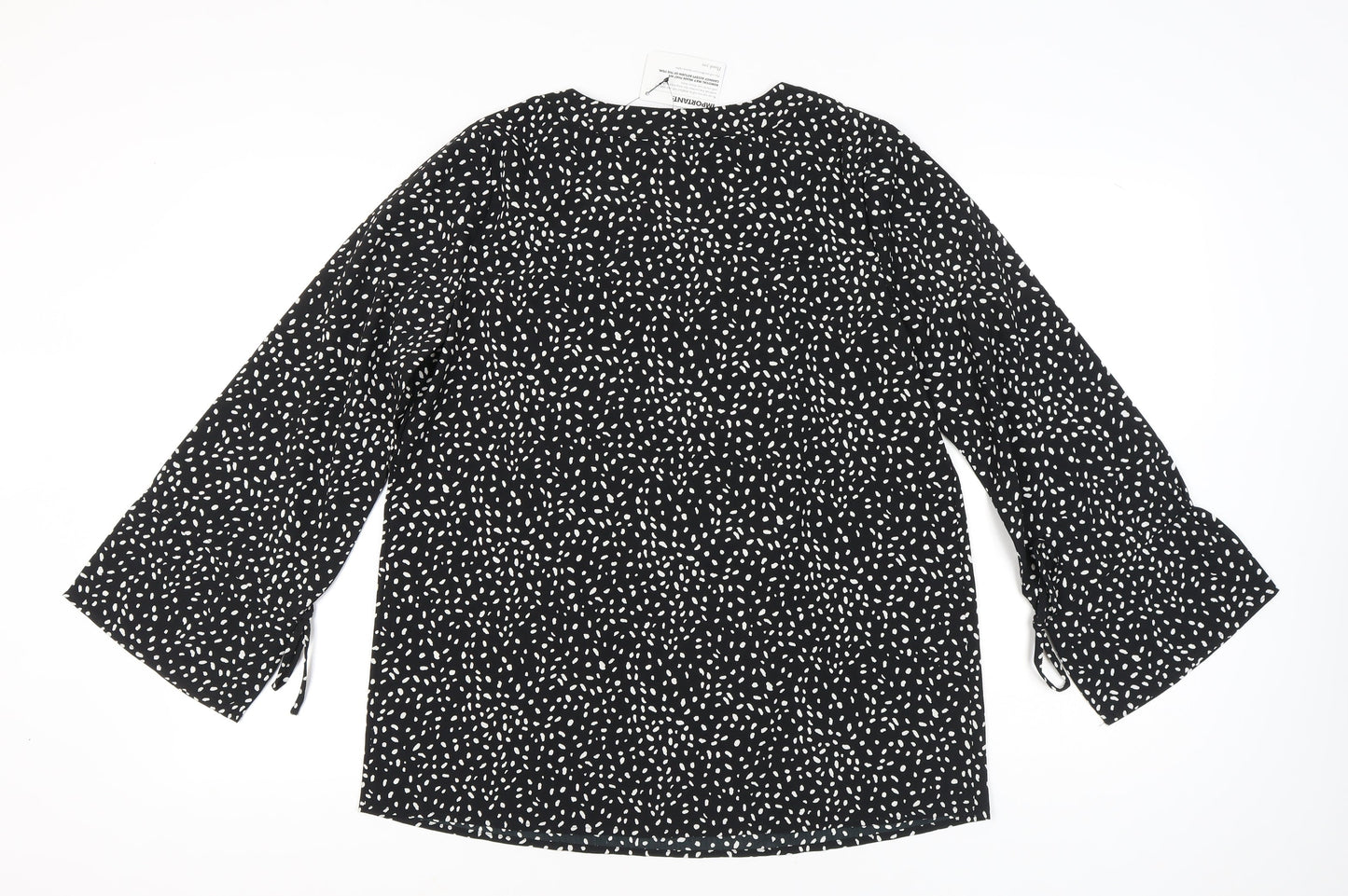Kaleidoscope Women Black Polka Dot Blouse Size 12 Tunic Style