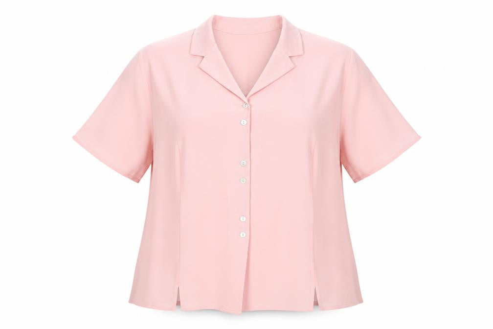 Petites Womens Pink Blouse Size 22 Short Sleeve Collared Button Up