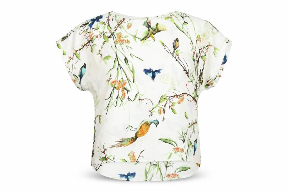 Forever 21 Women’s Multicoloured Bird Print V-Neck Blouse Size M
