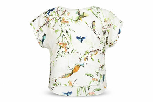 Forever 21 Women’s Multicoloured Bird Print V-Neck Blouse Size M
