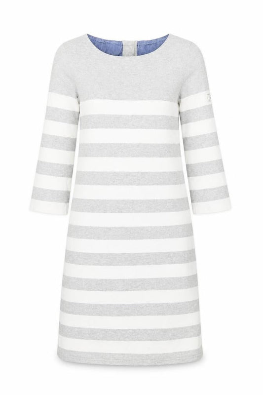 Joules Women Grey White Striped Cotton Shift Dress Size 10