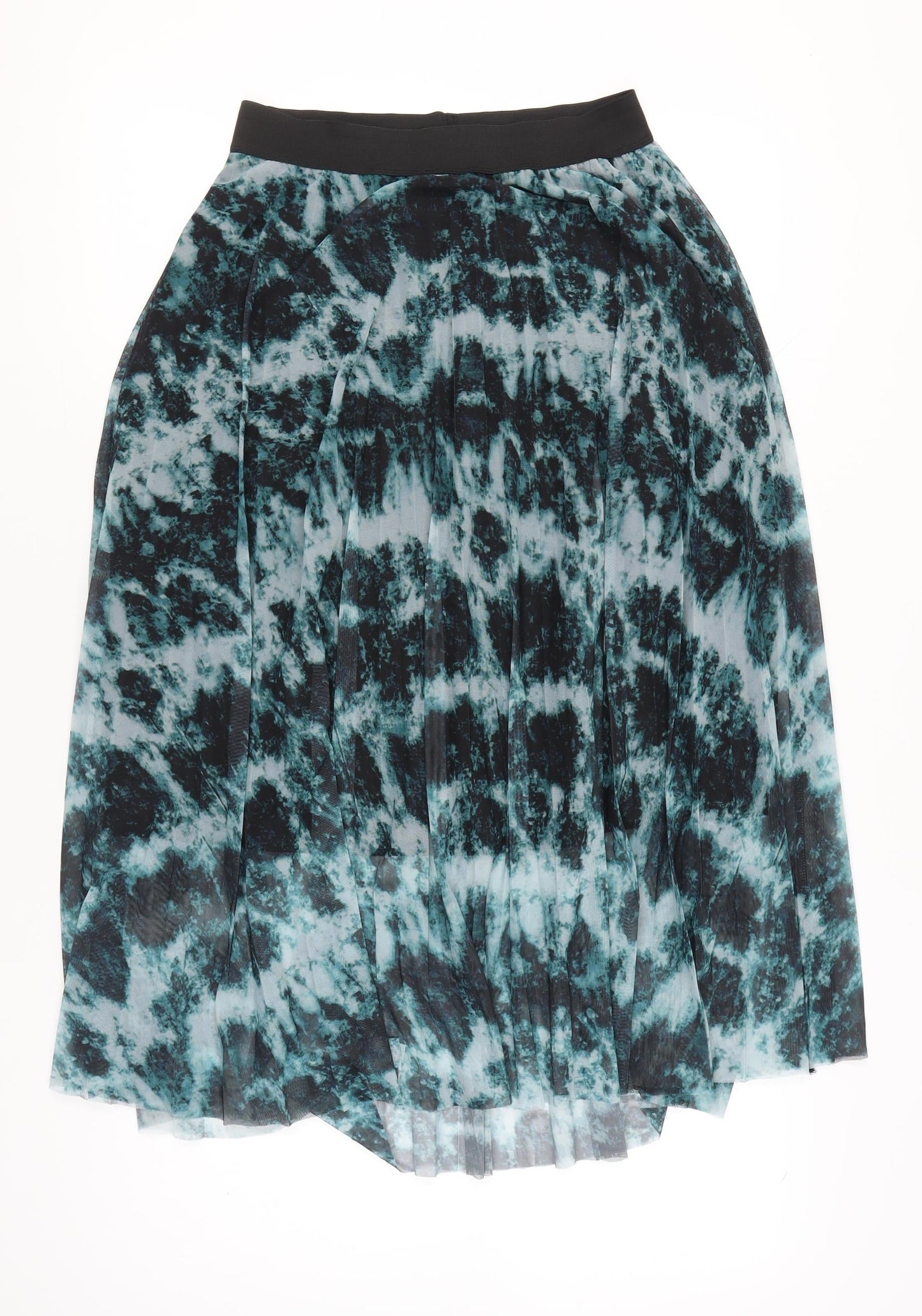 Red Herring Womens Blue Black Midi Pleated Skirt Size 12