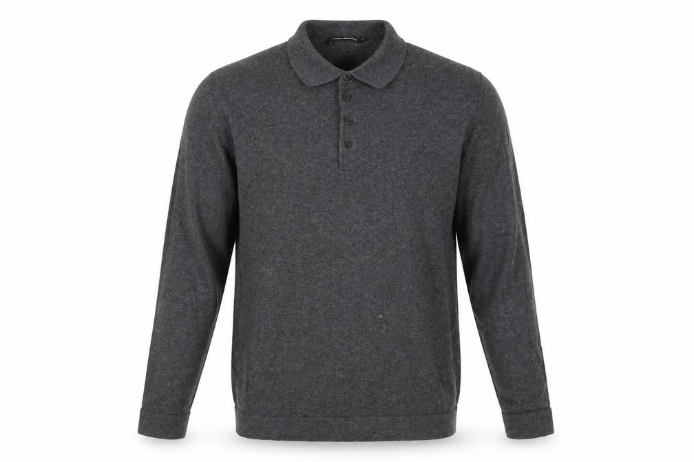 French Connection Men's Grey Cotton Wool Collared Henley Jumper L