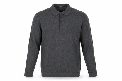Front view of French Connection Men's Grey Cotton Wool Collared Henley Jumper L