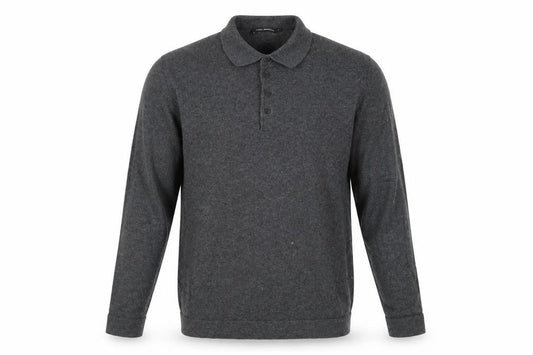 Front view of French Connection Men's Grey Cotton Wool Collared Henley Jumper L
