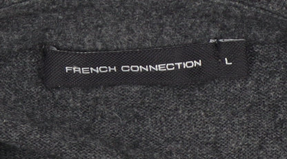 Brand and care label for French Connection Men's Grey Cotton Wool Collared Henley Jumper L