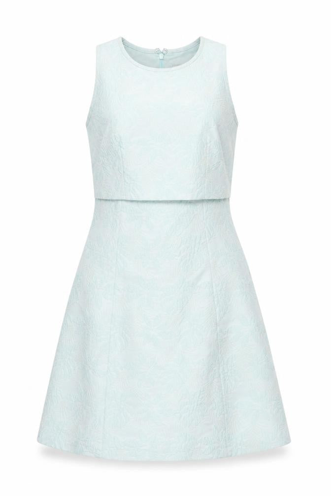 Coast Women’s Green Jacquard A-Line Dress UK 8 Sleeveless Party