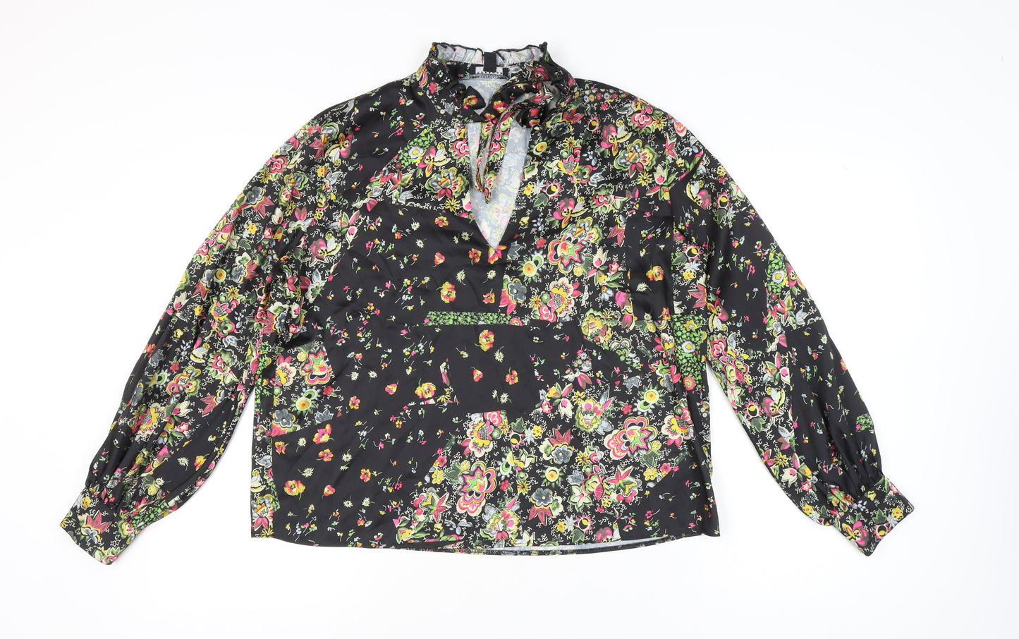 Topshop Women’s Multicoloured Floral Blouse UK 14 Tunic Style