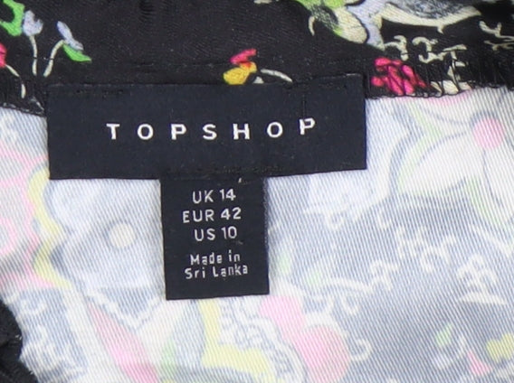Topshop Women’s Multicoloured Floral Blouse UK 14 Tunic Style