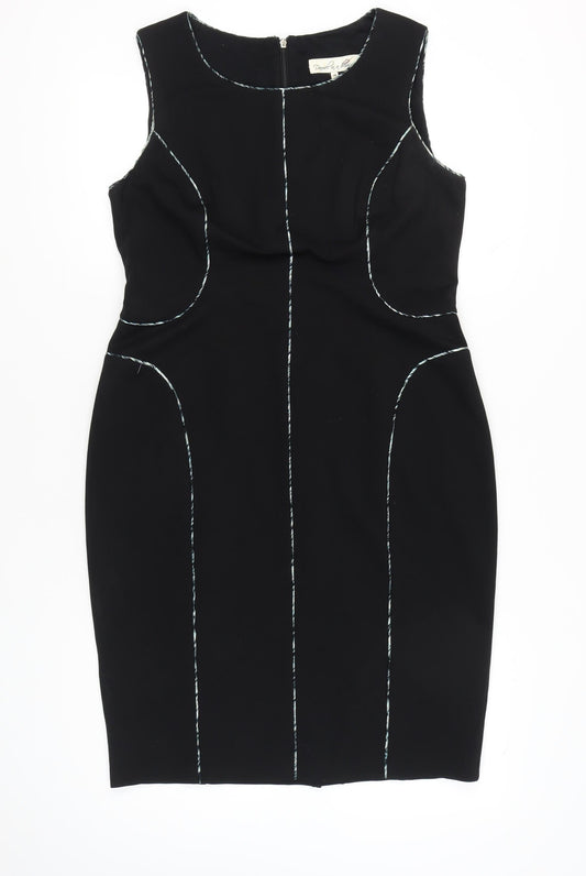Damsel in a Dress Womens Black Size 16 Sheath Knee Length Zip Back