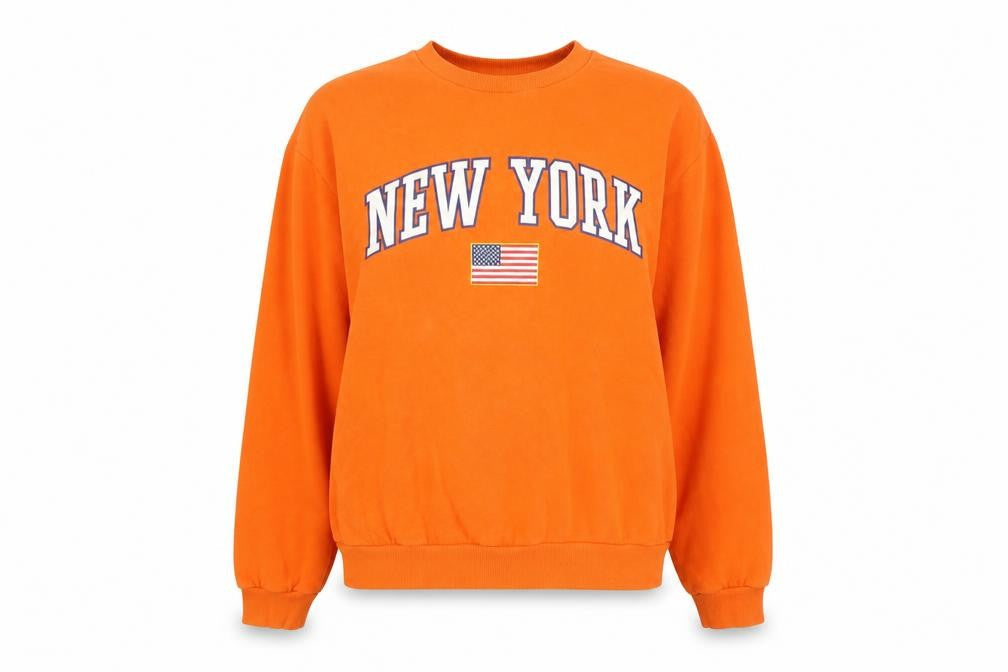 Topshop Womens Orange New York Sweatshirt UK 12 Cotton Blend