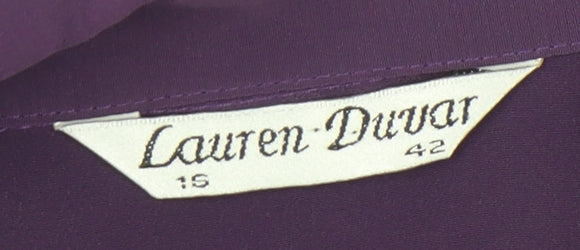 Lauren Duvar Womens Purple Button-Up Shirt Size 14 Short Sleeve