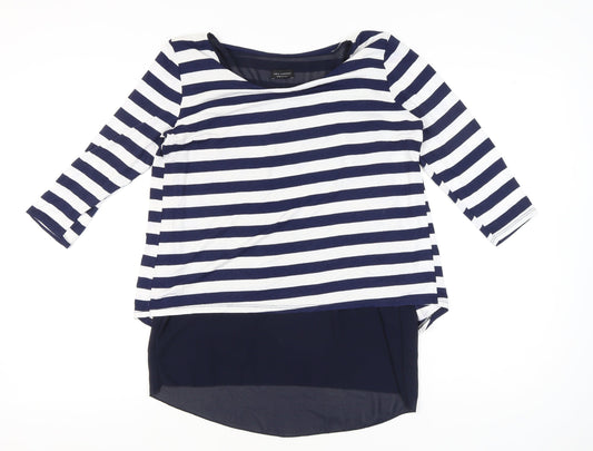 Luca Vanucci Women’s Blue White Striped Tunic Top S Nautical 3/4 Sleeve
