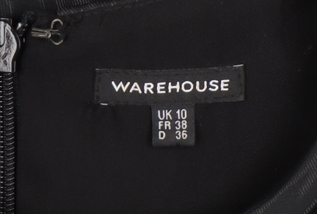 Warehouse Women Black Size 10 Fit & Flare Knee Length Dress