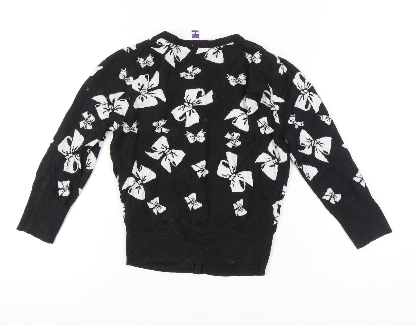By Henry Holland Womens Black Cotton Cardigan Size 8 Crew Neck