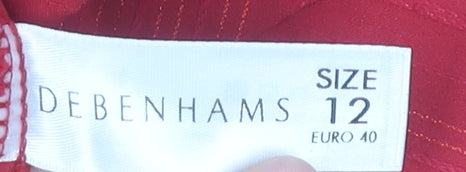 Debenhams Women Red Blouse Size 12 Collared 3/4 Sleeve Workwear