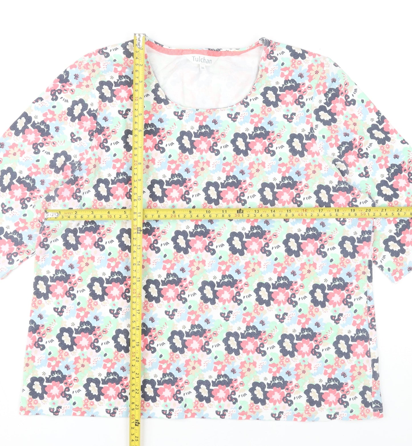 Tulchan Women’s Multicoloured Floral Jersey T-Shirt Size 20