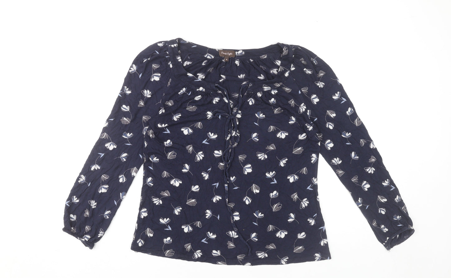 Phase Eight Women's Blue Floral Blouse Size 8 Viscose Tunic Top