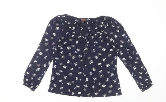 Phase Eight Women's Blue Floral Blouse Size 8 Viscose Tunic Top