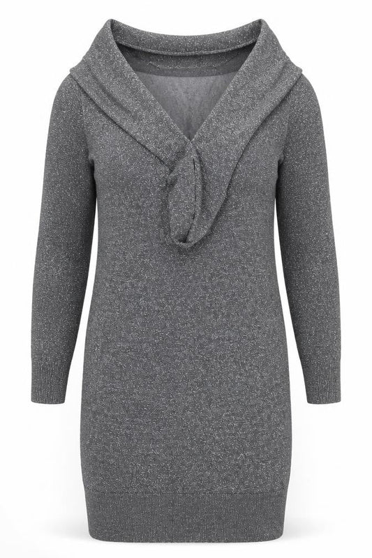 Topshop Women Grey Glitter Bodycon Dress Size 14 Partywear